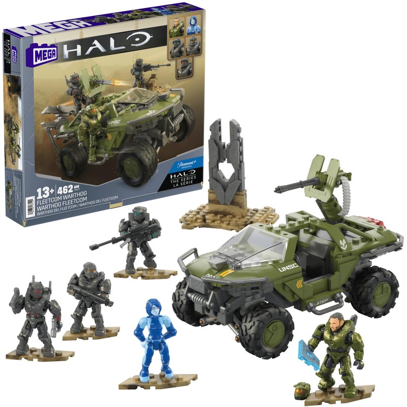 Mega Brands MEGA Halo The Series Vehicle Building Toys Set FLEETCOM Warthog ATV with 469 Pieces 5 Micro Action Figures Poseable Articulation Kids and Fans Exclusive - Image 2