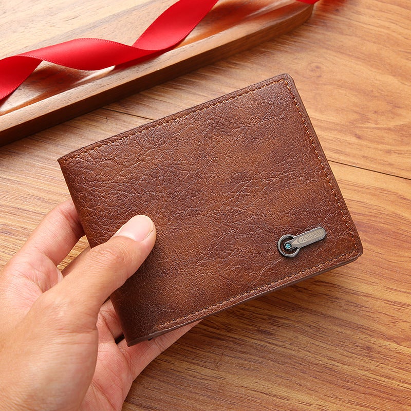 Mens wallet business casual short leather wallet cross-border promotional in stock wholesale casual short leather bag wholesale Coffee - Image 3