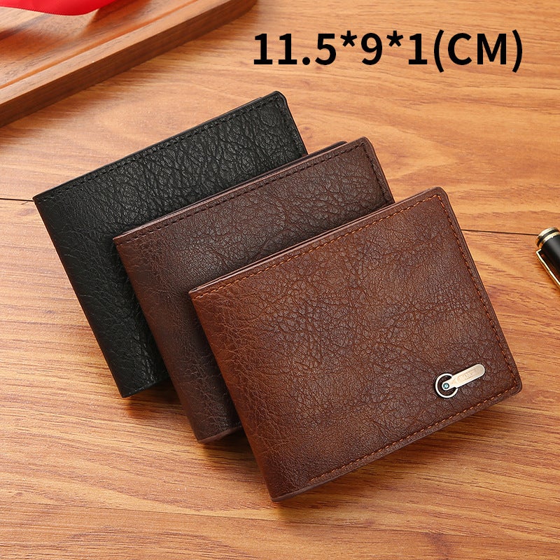 Mens wallet business casual short leather wallet cross-border promotional in stock wholesale casual short leather bag wholesale Coffee - Image 5