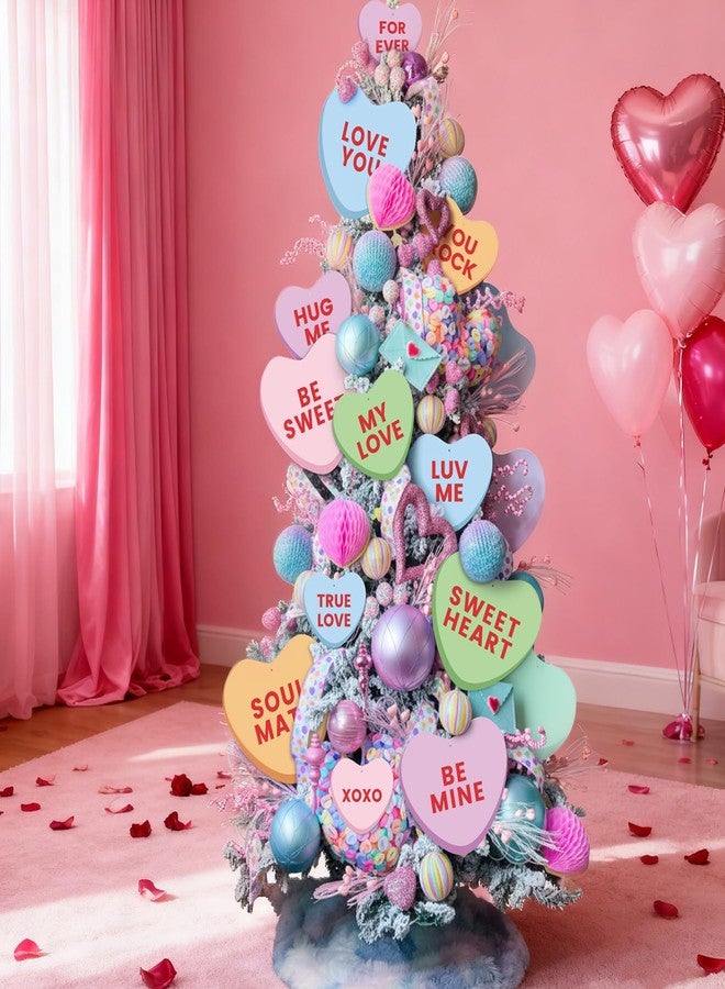Mooliwe 30 Pcs Jumbo Valentine's Day Cutouts for Tree Decoration Large Candy Conversation Heart Tree Ornaments Be Mine Kiss Me Love Forever Heart Cut Outs for Valentine Hanging Decor(Colorful) - Image 3