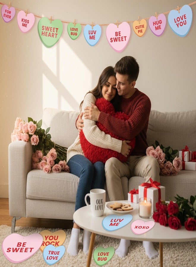 Mooliwe 30 Pcs Jumbo Valentine's Day Cutouts for Tree Decoration Large Candy Conversation Heart Tree Ornaments Be Mine Kiss Me Love Forever Heart Cut Outs for Valentine Hanging Decor(Colorful) - Image 4