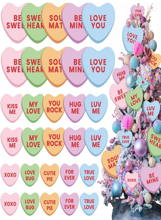 Mooliwe 30 Pcs Jumbo Valentine's Day Cutouts for Tree Decoration Large Candy Conversation Heart Tree Ornaments Be Mine Kiss Me Love Forever Heart Cut Outs for Valentine Hanging Decor(Colorful) - Image 1