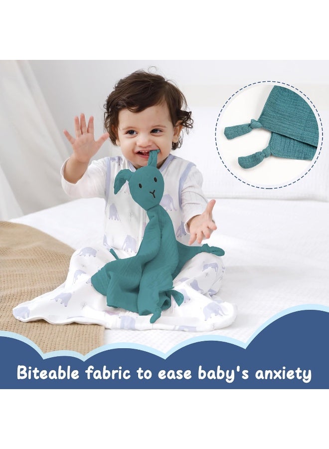 ZIGJOY Baby Security Blanket Muslin Baby Lovey for Boy Girl Unisex Organic Cotton Soft Lovie Baby Gift for Babies Newborn Toddler Bunny Blue - Image 3