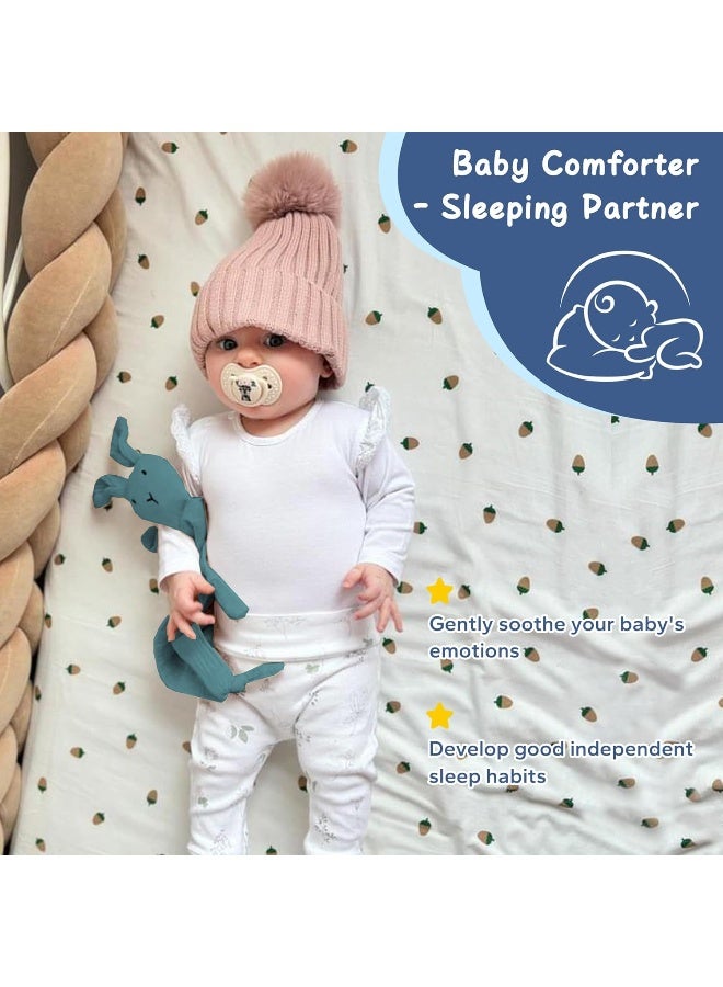 ZIGJOY Baby Security Blanket Muslin Baby Lovey for Boy Girl Unisex Organic Cotton Soft Lovie Baby Gift for Babies Newborn Toddler Bunny Blue - Image 4