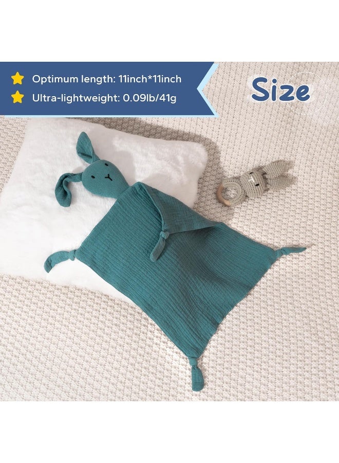 ZIGJOY Baby Security Blanket Muslin Baby Lovey for Boy Girl Unisex Organic Cotton Soft Lovie Baby Gift for Babies Newborn Toddler Bunny Blue - Image 5
