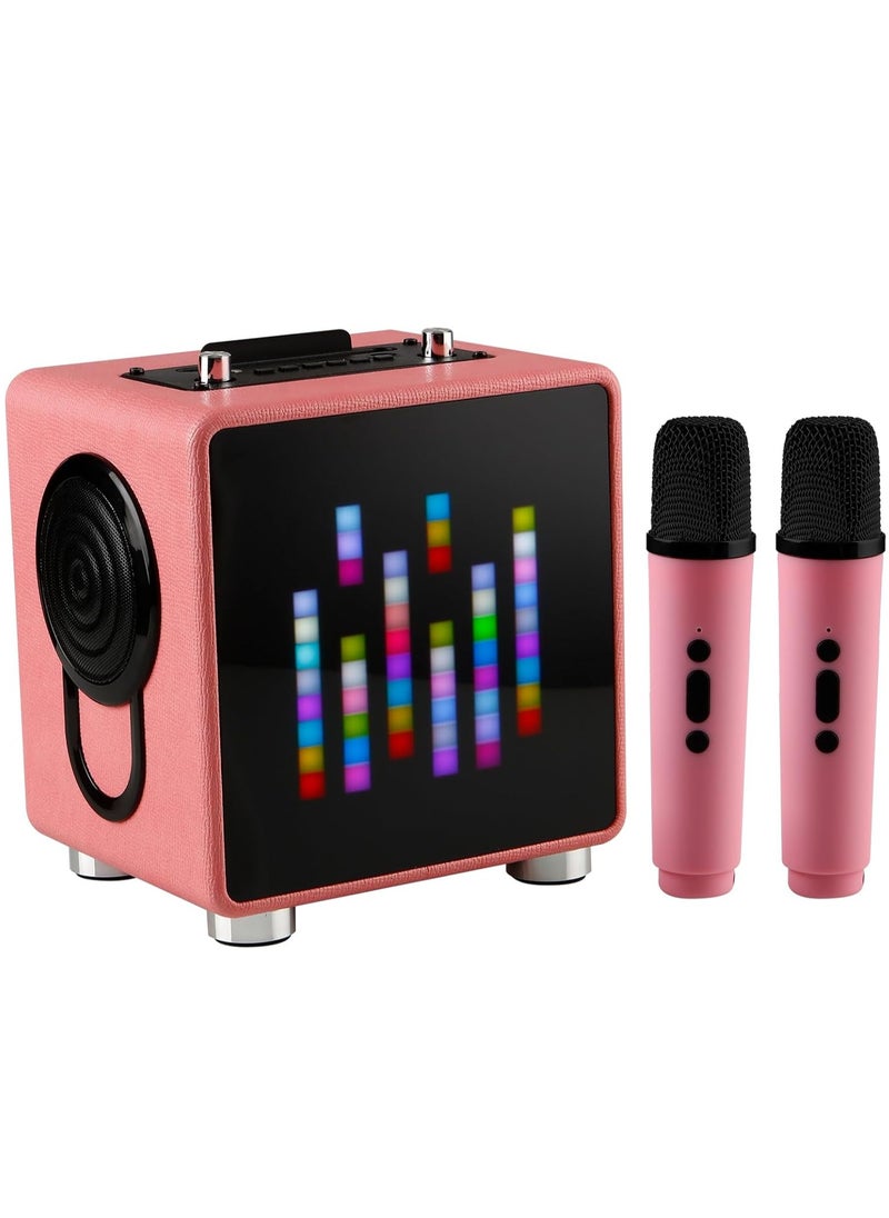 Manful Portable Bluetooth Speaker with LED Light and 2 Wireless Microphones for Kids Adults  - Image 1