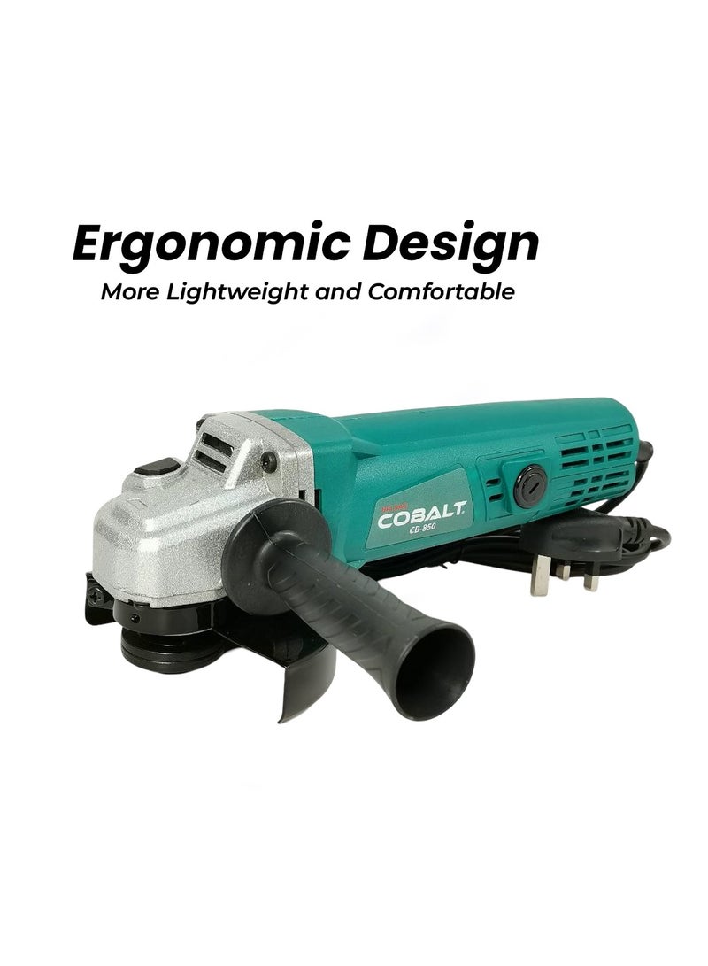 Cobalt CB-850 850W Angle Grinder, 115mm Disc Diameter, 10000 RPM, Ergonomic Handle & Multiple Dust Protection, Includes Auxiliary Handle, Locking Nut, Spanner & Protective Guard - Image 3