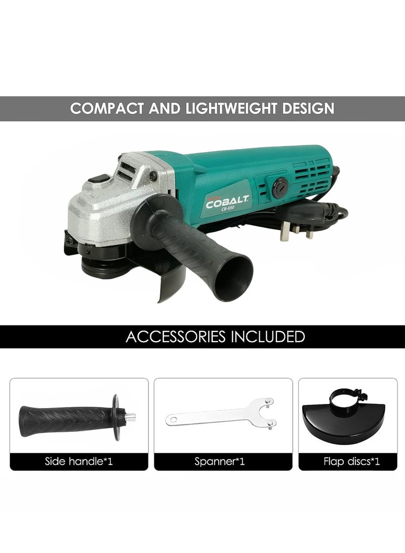 Cobalt CB-850 850W Angle Grinder, 115mm Disc Diameter, 10000 RPM, Ergonomic Handle & Multiple Dust Protection, Includes Auxiliary Handle, Locking Nut, Spanner & Protective Guard - Image 5