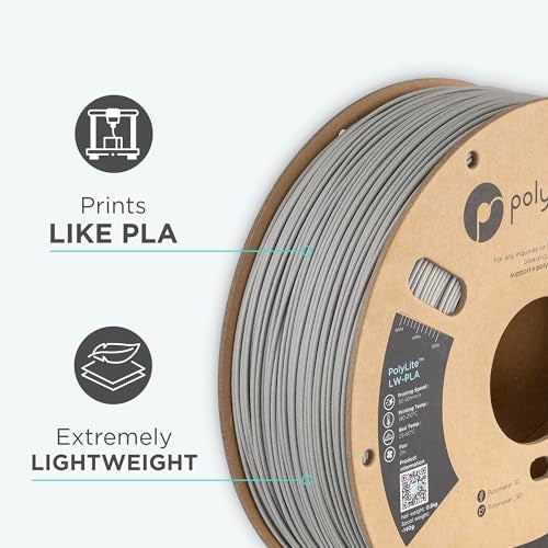 polymaker خيوط بوليمكر خفيفة الوزن PLA 1.75 مم رمادي 0.8 كجم، خيوط بوليلايت 3D طابعة PLA رمادي منخفض الكثافة، الطباعة مع معظم طابعات 3D - Image 5
