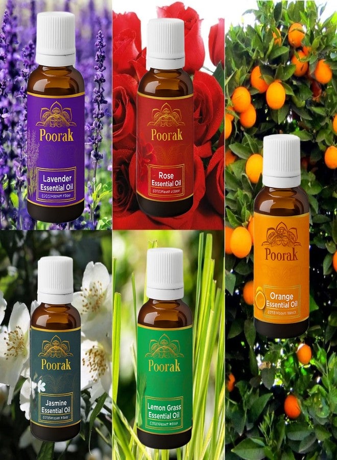 POORAK Essential Oil - Lavender, Lemongrass, Jasmine, Rose, Orange (Pack of 5) (10 ml) - Image 3