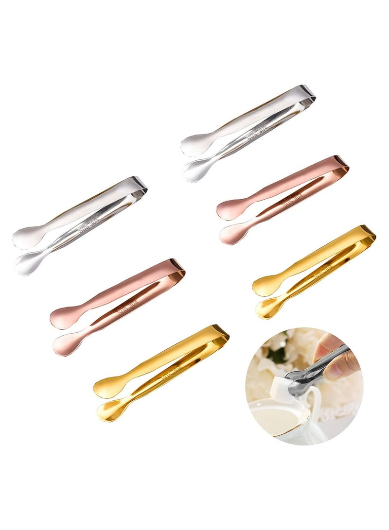 أوزيغالور 6 قطع ملقط ثلج وسكر على شكل حرف U من الفولاذ المقاوم للصدأ، لحفلات شاي المطبخ (2 فضي، 2 ذهبي، 2 ذهبي وردي) - Image 1