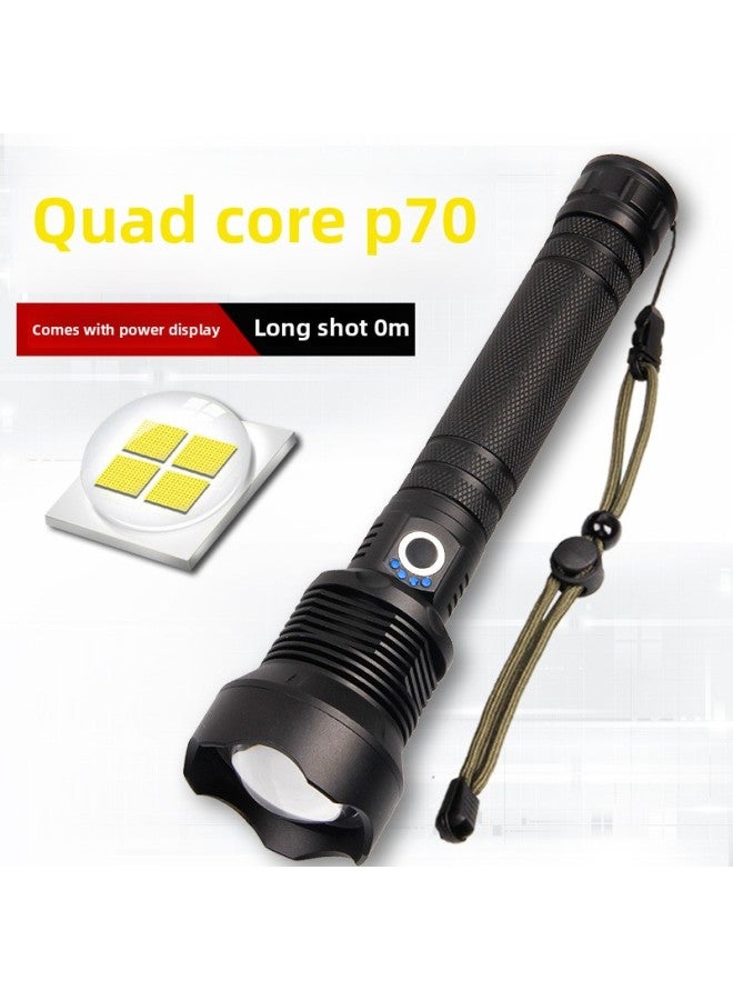 New Cross-border Telescopic Flashlight XHP70 Aluminum Alloy USB Power Display Type-c Long-range Strong Flashlight 