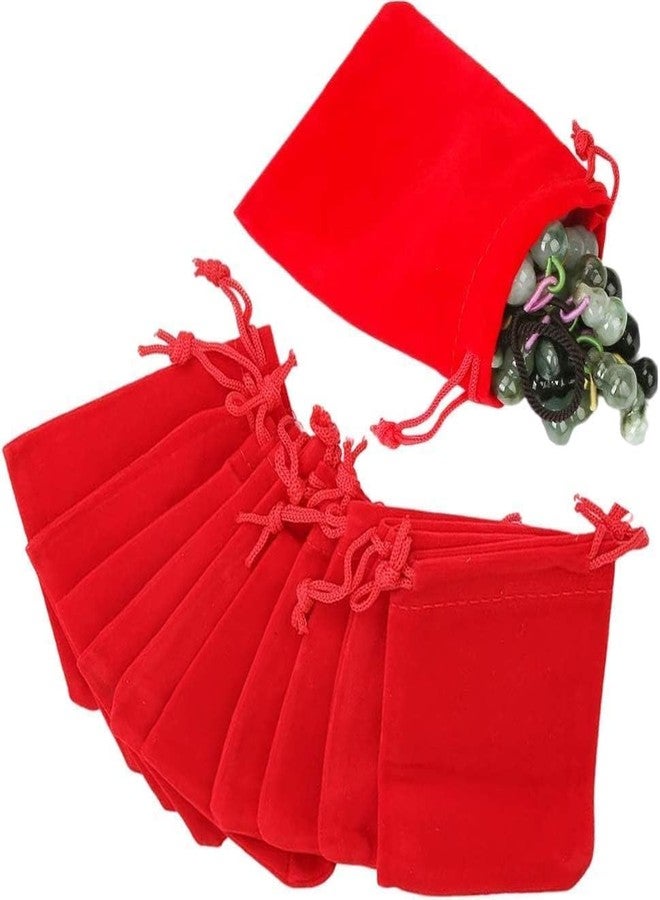 Birdbrid Velvet Gift Bags with Drawstring, 8x10 Inch Red Drawstring Velvet Cloth Jewelry Pouches,Tarot Rune Bags, Pack of 4 - Image 5