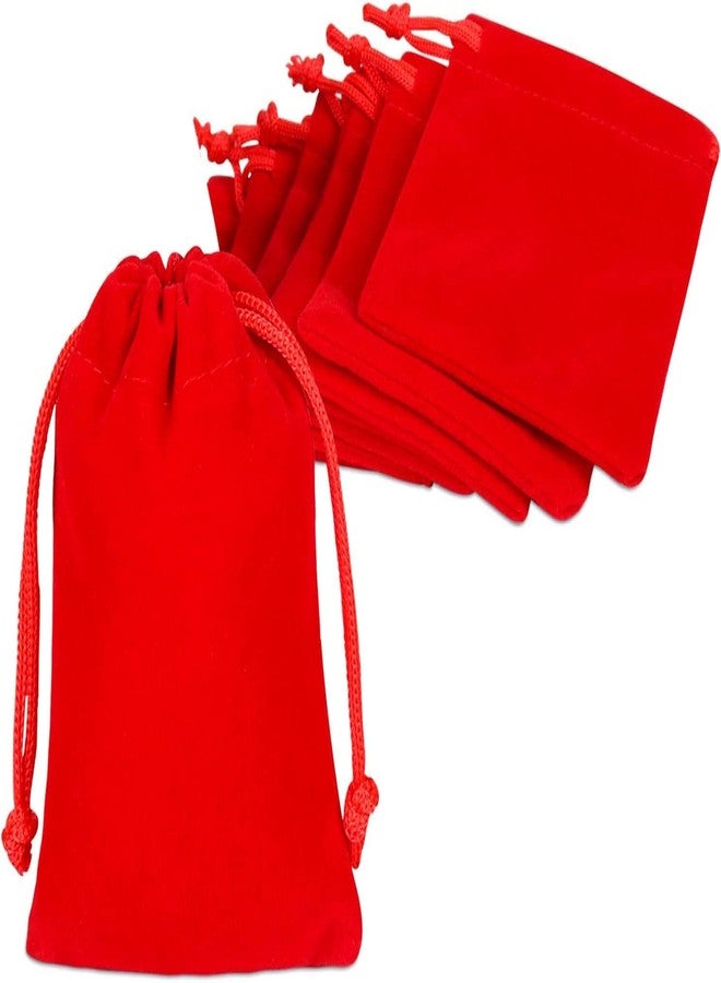 Birdbrid Velvet Gift Bags with Drawstring, 8x10 Inch Red Drawstring Velvet Cloth Jewelry Pouches,Tarot Rune Bags, Pack of 4 - Image 1