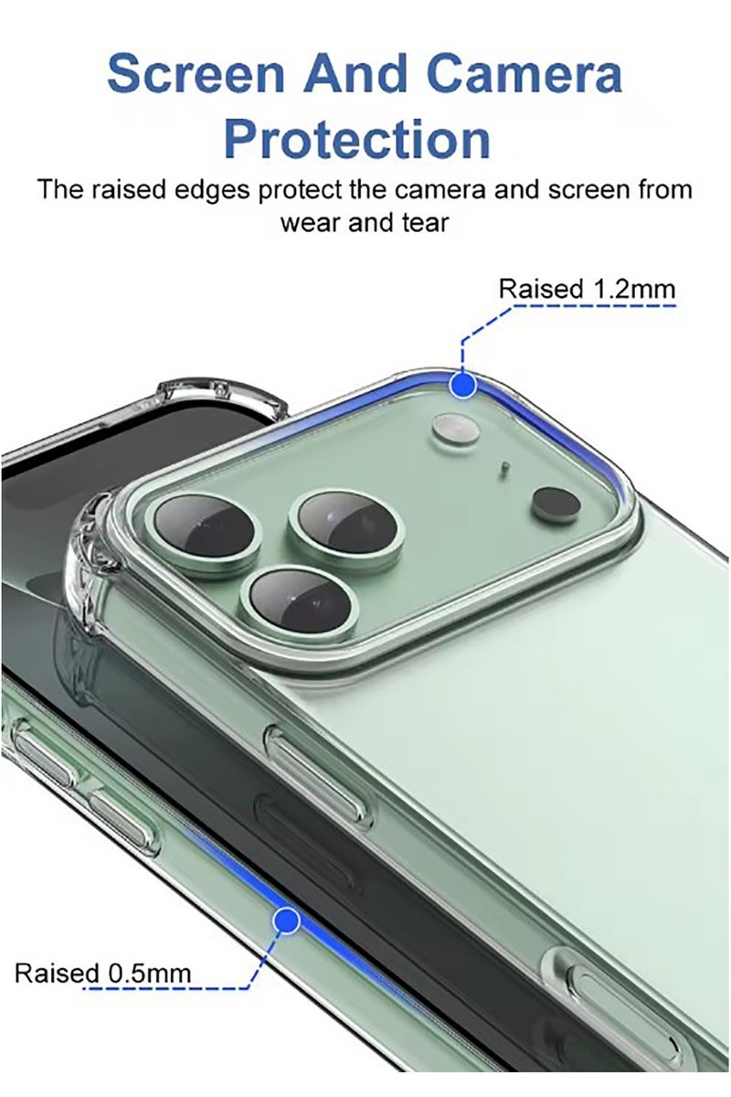 3 in 1 for iPhone 17 Pro Case Clear,[Yellowing-Resistant Acrylic Back] Screen Protector *1 & Camera Lens Protector*1, Shockproof for iPhone 17 Pro Phone Case - Image 2