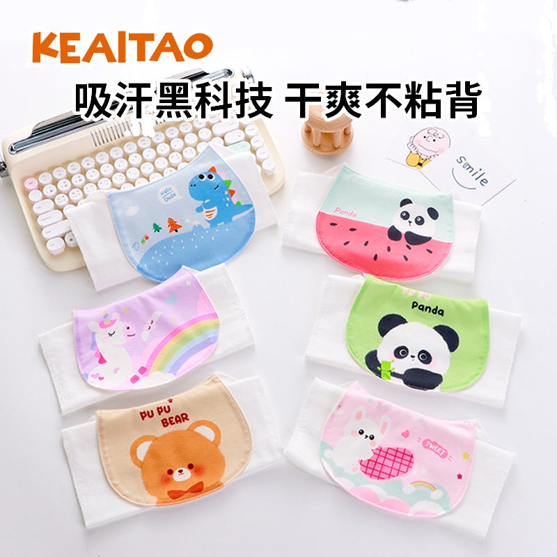 Cute Kidsren'S Cotton Gauze Sweat-Absorbent Towel With Enlarged Back For Kindergarten Baby Sweat Towel Pad Back Baby Cotton Type A - Image 2