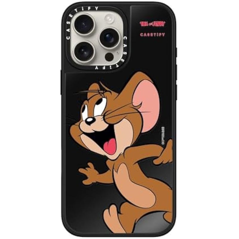 Casetify Mirror Case for iPhone 16 Pro Max 【Tom and Jerry Colab/Reflective / 4.9ft Drop Protection/Compatible with Magsafe】 - Jerry Character - Black on Black - Image 2