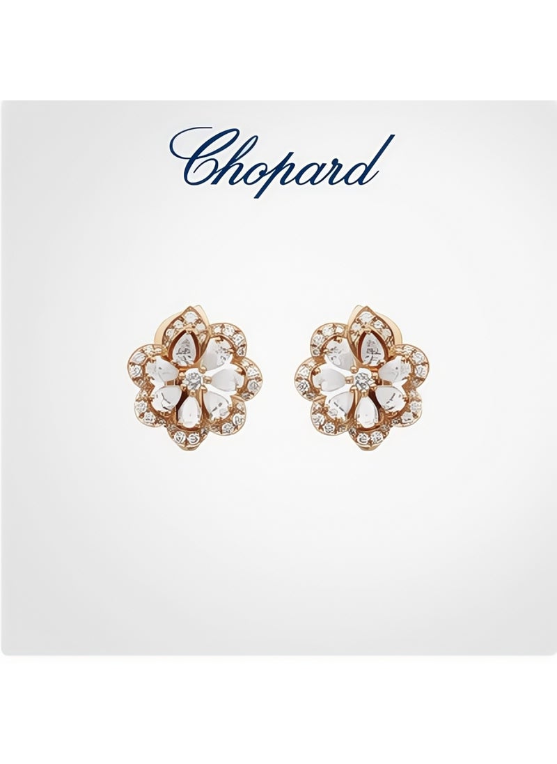 Chopard Chopard Lace Luxury Jewelry Diamond 18K Rose Gold Stud Earrings Wedding Lady Gift  - Image 1
