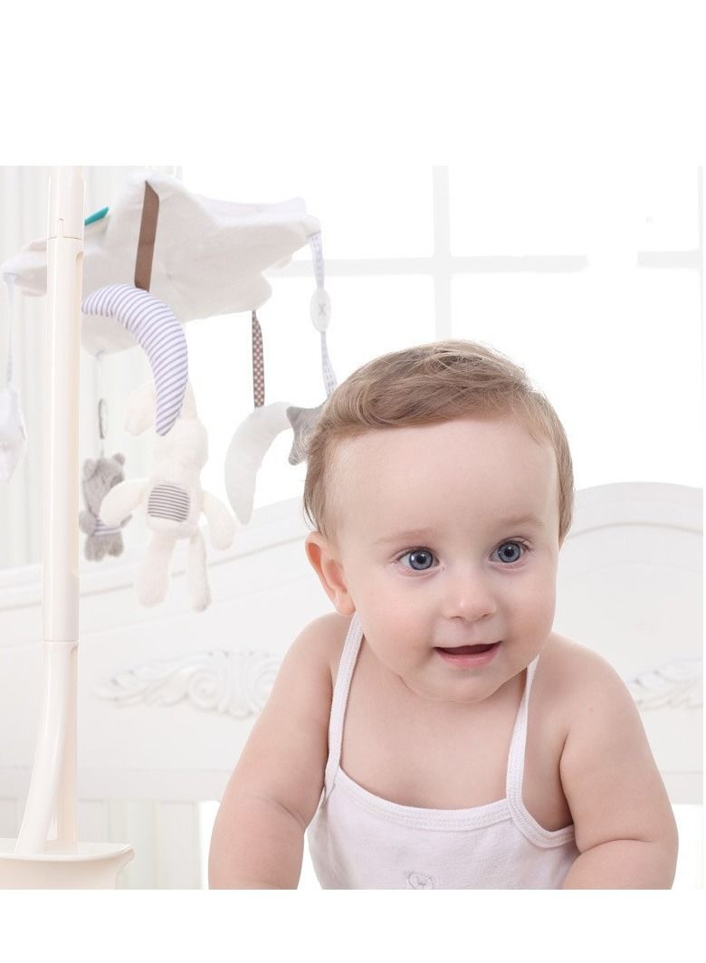 Loquat سرير أطفال معلق على شكل خماسي قماش أرنب محشو جرس موسيقي دوار لعبة صندوق موسيقى 31*30*9 سم - Image 2