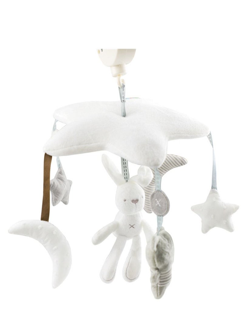 Loquat سرير أطفال معلق على شكل خماسي قماش أرنب محشو جرس موسيقي دوار لعبة صندوق موسيقى 31*30*9 سم - Image 1