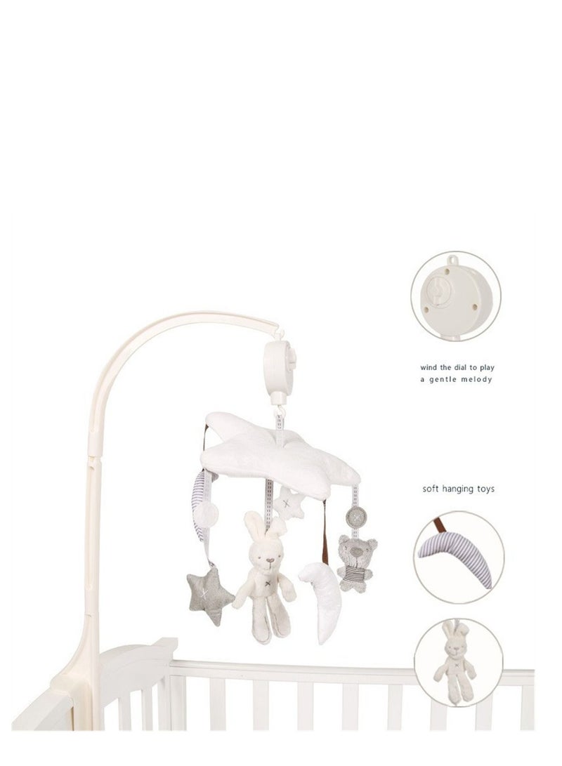 Loquat سرير أطفال معلق على شكل خماسي قماش أرنب محشو جرس موسيقي دوار لعبة صندوق موسيقى 31*30*9 سم - Image 4