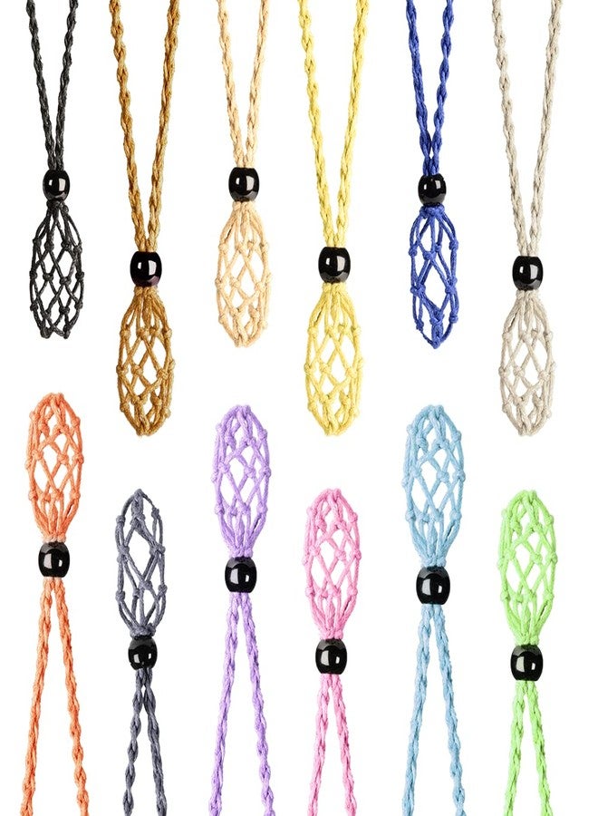 FANASY 12 PCS Crystal Cage Necklace Holder Necklace Cord Empty Stone Holder Pendant Stone Holder Replacement with Adjustable Length（Multicolor） - Image 1