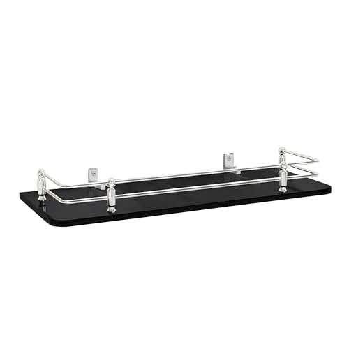 Planet Deluxe Glass Shelf for Bathroom/Glass Rack for Kitchen/Glass Shelf/Kitchen Storage Shelf/Bathroom Accessories (Pack of 1)(Black,12x6 Inches) - Image 1