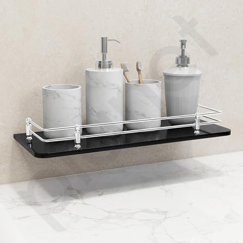 Planet Deluxe Glass Shelf for Bathroom/Glass Rack for Kitchen/Glass Shelf/Kitchen Storage Shelf/Bathroom Accessories (Pack of 1)(Black,12x6 Inches) - Image 5
