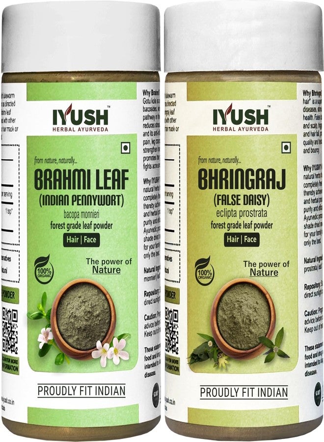 IYUSH Herbal Ayurveda Brahmi Bhringraj Powder - 500gm | Brahmi Powder and Bhringraj Powder | Hair Volume Powder | Hair Volumizing Powder | Skin Care & Hair Care | (250gm each) - Image 1
