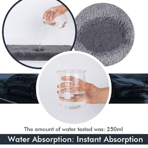DETACHI Dual Sided Microfiber Cloth for Car/Bike (2pc - 40x60 cm, 900 GSM),Thick Lint & Streak-Free Multipurpose Cloths | Absorbent Extra Thick Plush Towel for Cleaning, Washing & Drying-Grey - Image 4