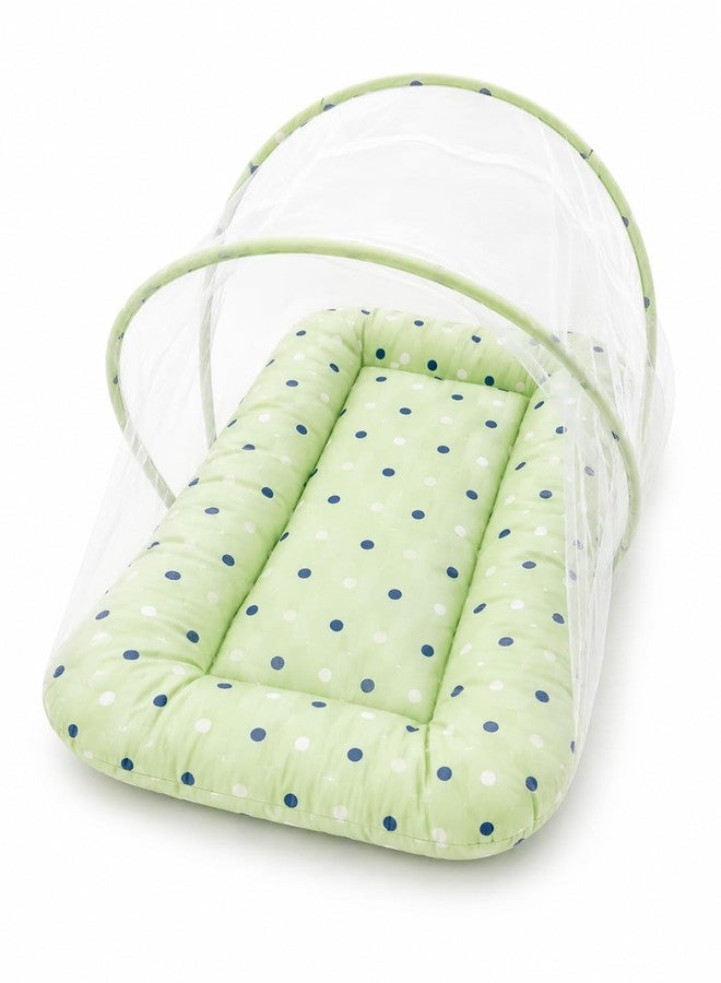 DADDY - G DADDY G 3-in-1 Baby & Sleeping Bag for Newborn | Portable Cotton Baby Bedding Set | Unisex Carry Nest & Baby Holder for New Born | Soft & Lightweight Infant Sleep Bag (Net Bed Green Dot) - Image 1