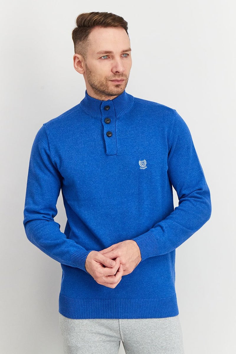 Chaps Men Mock Neck Knitted Long Sleeve Sweaters, Blue - Image 1