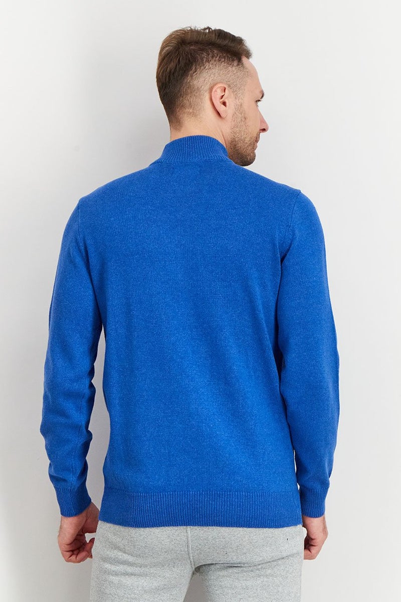 Chaps Men Mock Neck Knitted Long Sleeve Sweaters, Blue - Image 3