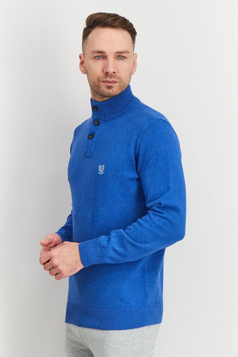 Chaps Men Mock Neck Knitted Long Sleeve Sweaters, Blue - Image 2