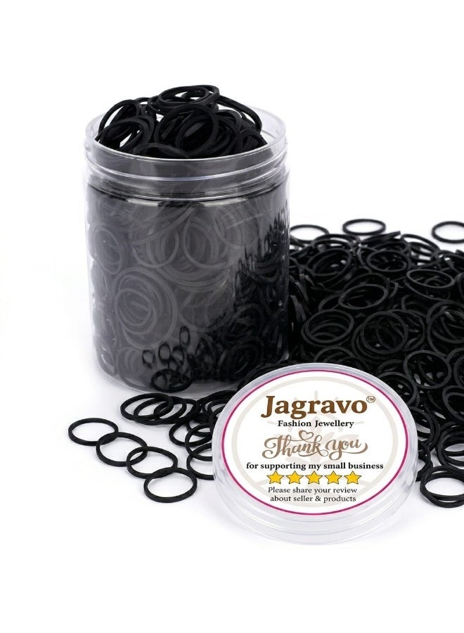 جاجرافو حبال شعر صغيرة مرنة سوداء Jagravo عدد 1100 قطعة – أربطة شعر مطاطية ناعمة للبنات الصغيرات والأطفال – مثبتات ذيل حصان بدون شد – أربطة بولي ناعمة ومتينة لتصفيف الشعر اليومي - Image 1