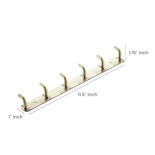 iSTAR Stainless Steel 6 Pin Bath Towel Hooks | Durable Rust Resistant Hook Organizer Rail | Wall Mounted Multipurpose Hanger for Bathroom, Kitchen, Clothes, Towels, Keys, Bath Robe (Set of 2, Antique) - Image 3