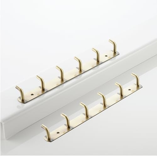 iSTAR Stainless Steel 6 Pin Bath Towel Hooks | Durable Rust Resistant Hook Organizer Rail | Wall Mounted Multipurpose Hanger for Bathroom, Kitchen, Clothes, Towels, Keys, Bath Robe (Set of 2, Antique) - Image 1