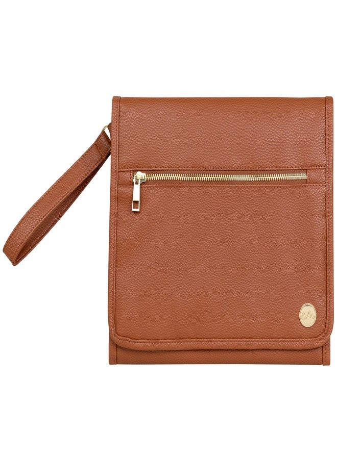 CleverMade Portable Baby Changing Pad Clutch with Wristlet - Premium Foldable Water Resistant Diaper Changing Mat with Storage Pockets for Diapers and Wipes - Brown - Image 1