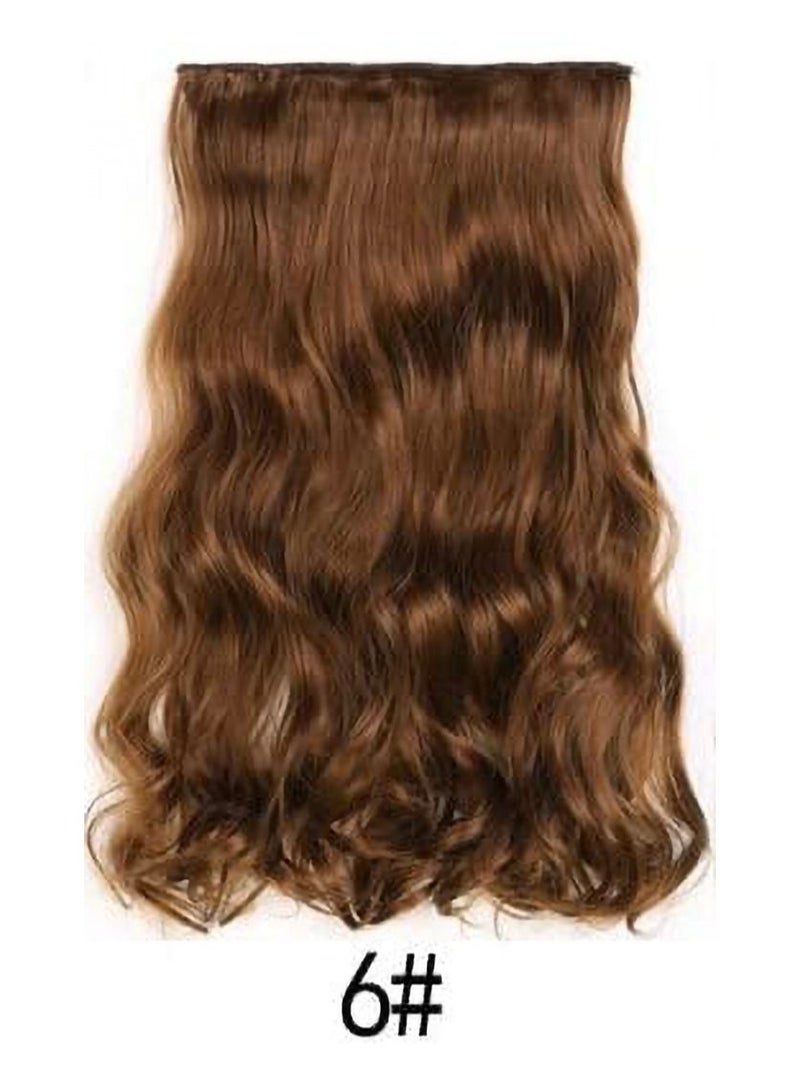 Estelle Eestelle full head one piece long straight and Body Wave hair extension, with 5 clips, suitable for women and girls (#6, Body Wave) - Image 2