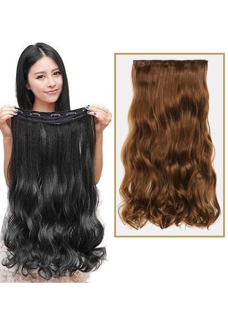 Estelle Eestelle full head one piece long straight and Body Wave hair extension, with 5 clips, suitable for women and girls (#6, Body Wave) - Image 1