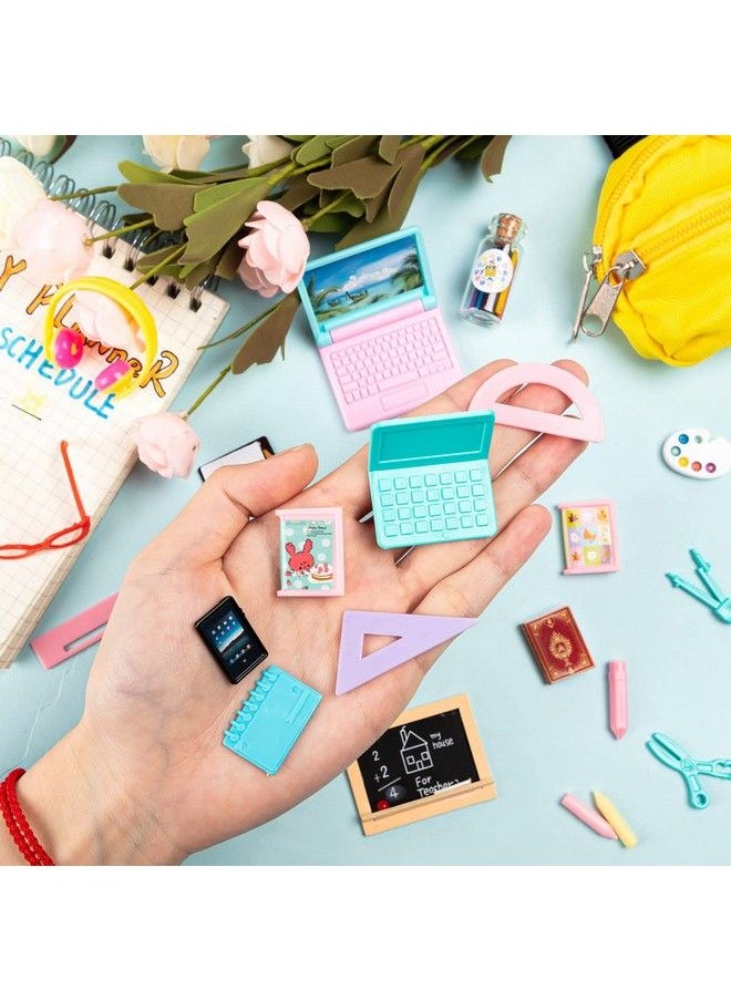 FFNIU - 30Pcs Mini School Supplies Doll School Supplies Includes Mini Doll Backpack Laptops Glasses Blackboard Mini Book Palette Paper Ruler Scissors Calculator For Dolls Accessories Set - Image 1