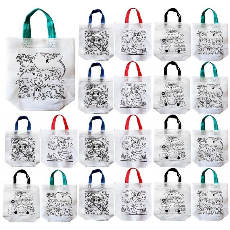 Gold Leaf DIY Coloring Reusable Bags | Assorted Theme, Set of 20 11x12 Inches | Kids Party Favor Bags for All Events, Gift, Candy Treat Goody - Image 4