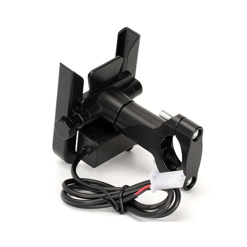 Like Star حامل معدني ® (C1 مع شاحن USB لحامل دراجة معدني جسم دوار 360 درجة لحامل المقود للدراجة، الدراجة النارية، يناسب جميع الهواتف الذكية باللون الأسود) - Image 3