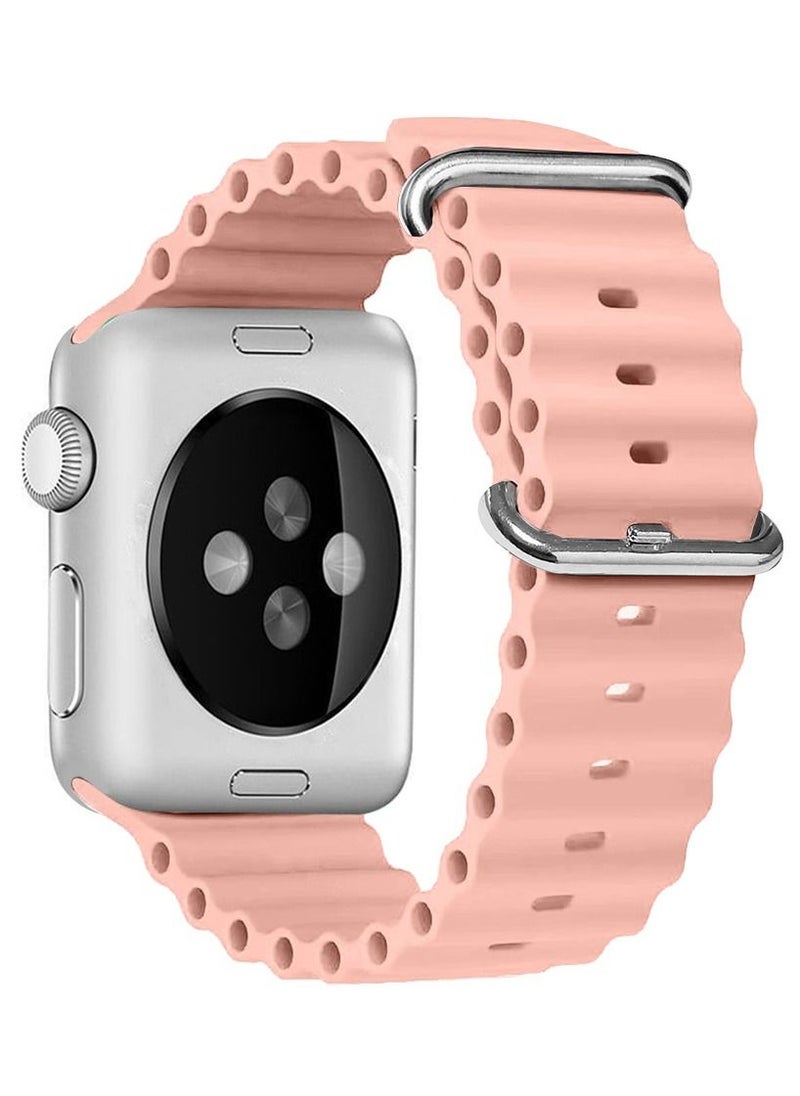 CATANES - Apple Watch Ocean Band 41mm 40mm 38mm Soft Silicone Loop Strap for iWatch Series 8/7/SE/6/5/4/3/2/1 Pink - Image 1