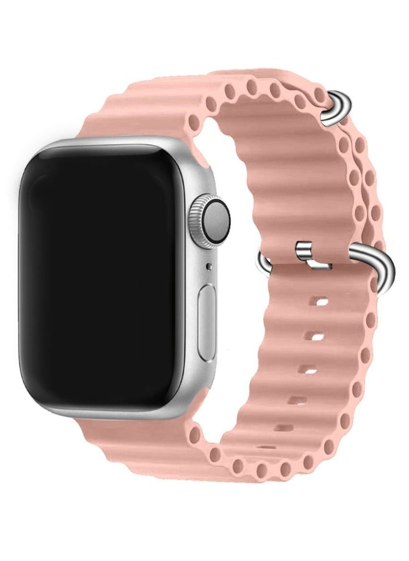 CATANES - Apple Watch Ocean Band 41mm 40mm 38mm Soft Silicone Loop Strap for iWatch Series 8/7/SE/6/5/4/3/2/1 Pink - Image 1