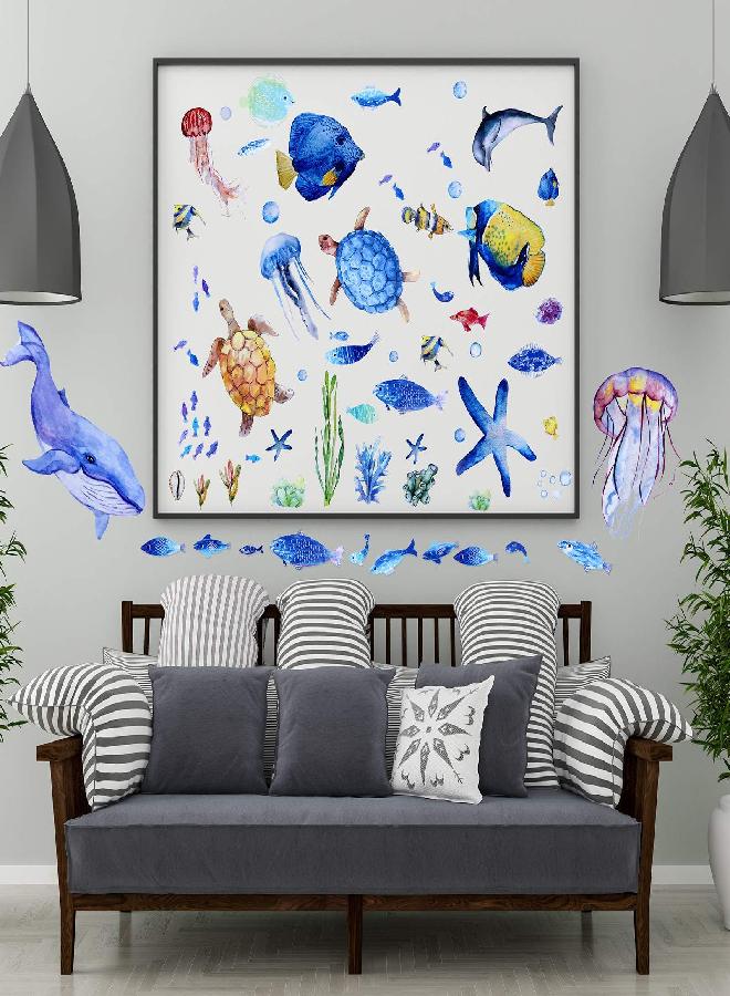 Zonon 116 Pieces Ocean Wall Decals Under The Sea Fish Wall Nursery Decals Removable Peel and Stick Art for Kids Baby Bedroom Living Room Bathroom (Lovely Colors) - Image 3