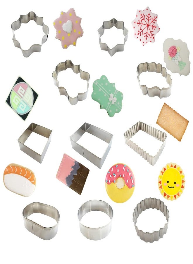 Comais Fancy Plaque Cookie Cutters Set of 10 pcs, Stainless Steel Wedding Frames Shaped Fondant Cutter Molds Baking DIY - Image 5
