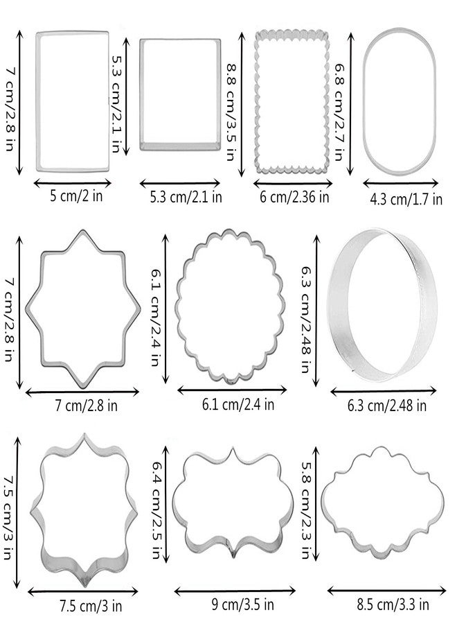 Comais Fancy Plaque Cookie Cutters Set of 10 pcs, Stainless Steel Wedding Frames Shaped Fondant Cutter Molds Baking DIY - Image 2