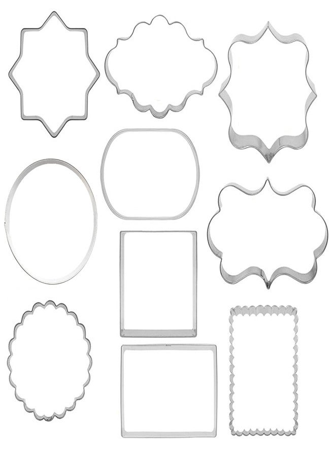 Comais Fancy Plaque Cookie Cutters Set of 10 pcs, Stainless Steel Wedding Frames Shaped Fondant Cutter Molds Baking DIY - Image 3
