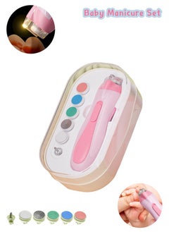 Fazza Baby Nail File Electric, Gentle Trimmer Electric, Rechargable, with LED light, 7 Replacement Pads (Pink)  - Image 1
